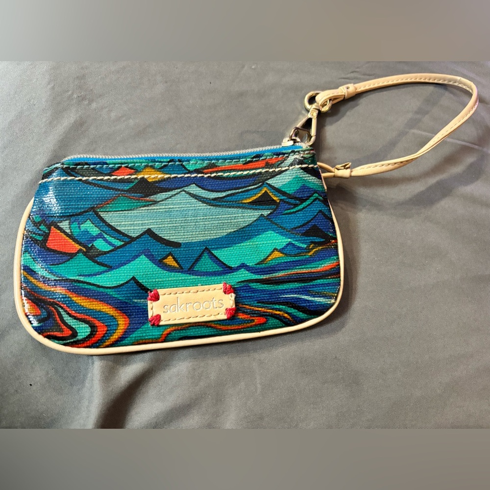 Sakroots Vibrant Wave Pattern Wristlet